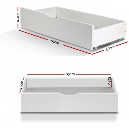 HK022 - Wh : Bộ 2 Ngăn Kéo Có Bánh Xe, Đặt Dưới Gầm Giường
